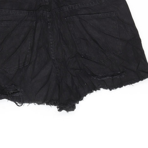 Missguided Womens Black Cotton Cut-Off Shorts Size 10 Regular Zip - Distressed