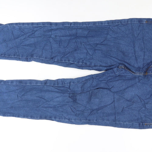 M&Co Womens Blue Cotton Blend Straight Jeans Size 10 L27 in Regular Zip