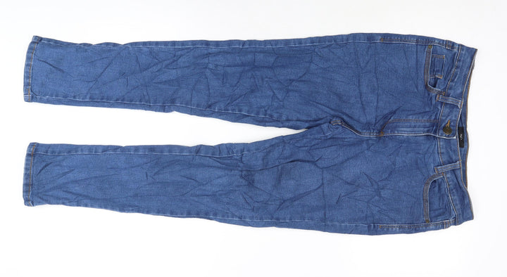 M&Co Womens Blue Cotton Blend Straight Jeans Size 10 L27 in Regular Zip