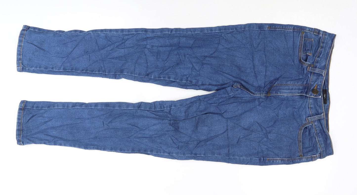 M&Co Womens Blue Cotton Blend Straight Jeans Size 10 L27 in Regular Zip