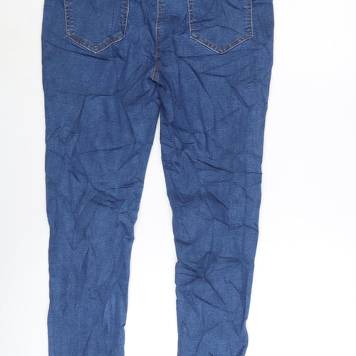 M&Co Womens Blue Cotton Blend Straight Jeans Size 10 L27 in Regular Zip