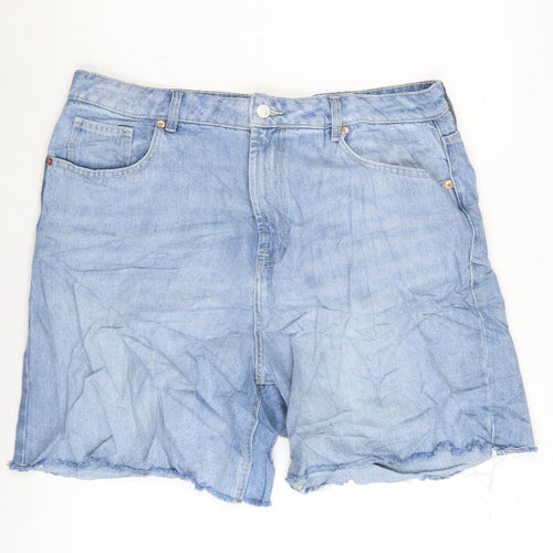 F&F Womens Blue Cotton Cut-Off Shorts Size 20 Regular Zip
