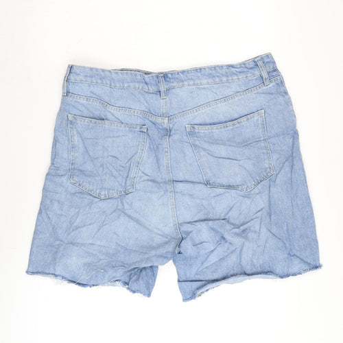 F&F Womens Blue Cotton Cut-Off Shorts Size 20 Regular Zip