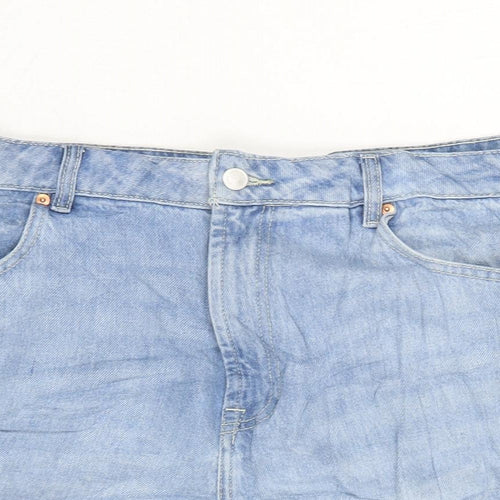 F&F Womens Blue Cotton Cut-Off Shorts Size 20 Regular Zip