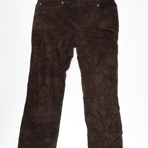 Priess Womens Brown Cotton Trousers Size 32 in L27.5 in Regular Zip