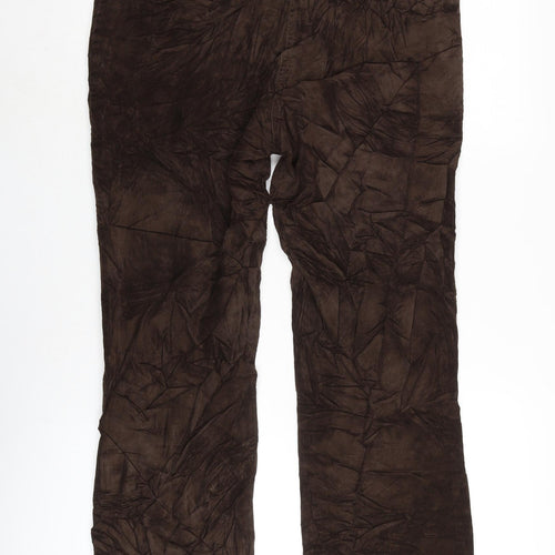 Priess Womens Brown Cotton Trousers Size 32 in L27.5 in Regular Zip