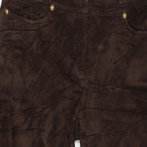 Priess Womens Brown Cotton Trousers Size 32 in L27.5 in Regular Zip
