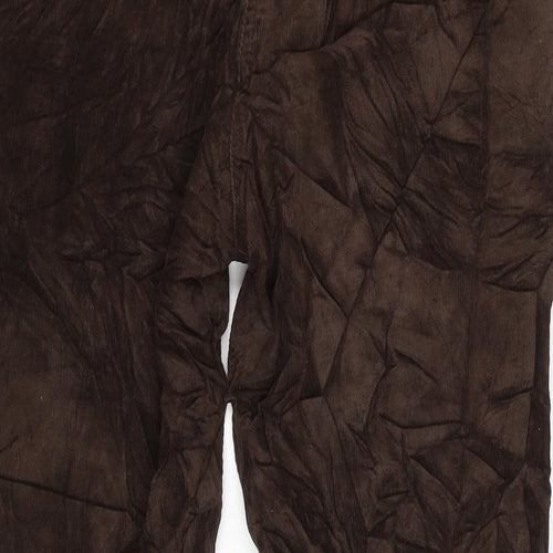 Priess Womens Brown Cotton Trousers Size 32 in L27.5 in Regular Zip