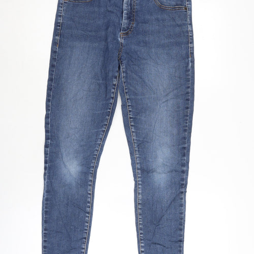 Topshop Womens Blue Cotton Blend Tapered Jeans Size 30 in L27 in Regular Zip