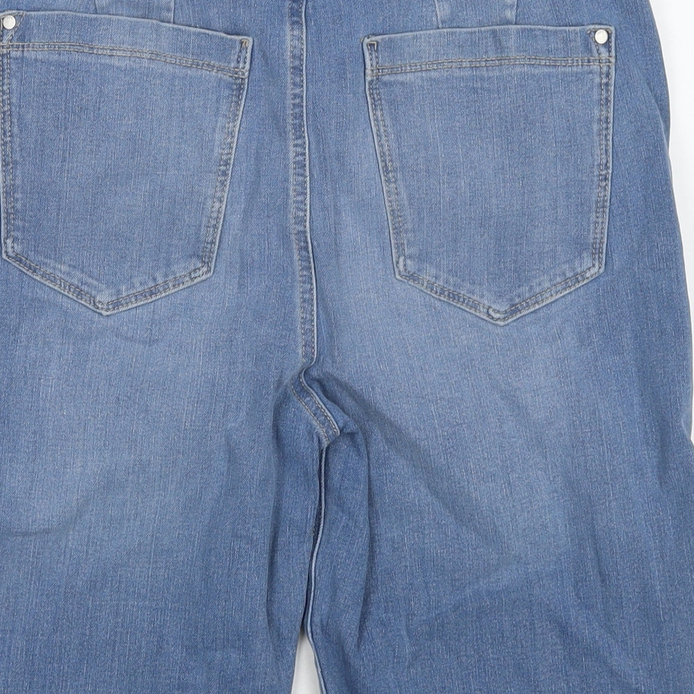 Marks and Spencer Womens Blue Cotton Bermuda Shorts Size 14 L10 in Regular Zip