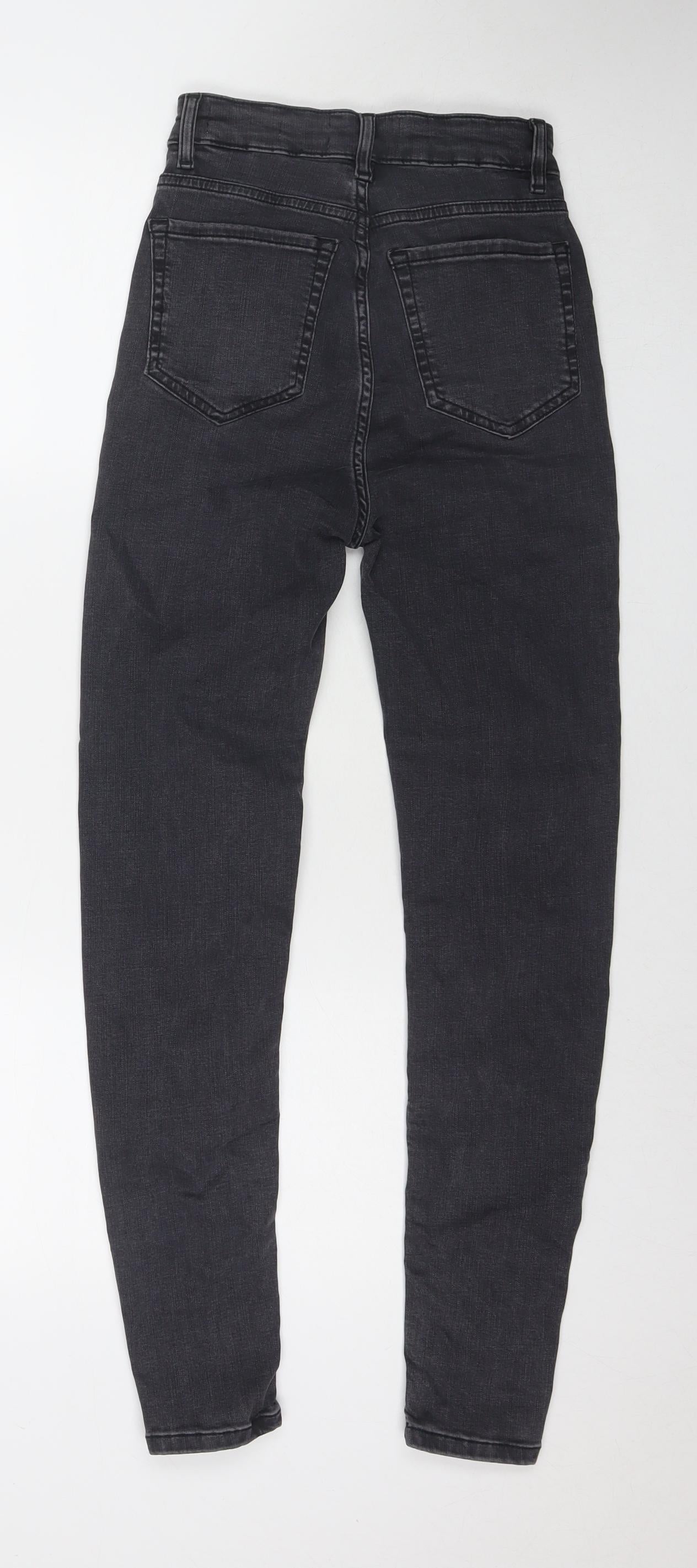 Marks and Spencer Womens Black Cotton Skinny Jeans Size 6 L28 in Regular Zip