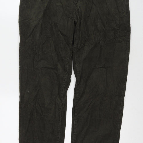 Marks and Spencer Womens Green Cotton Straight Jeans Size 34 in L31 in Regular Zip