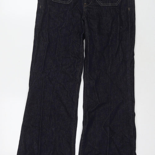 Marks and Spencer Womens Blue Cotton Flared Jeans Size 8 L31 in Regular Zip