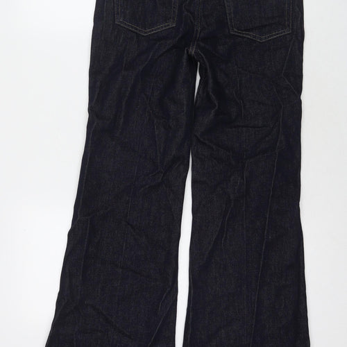 Marks and Spencer Womens Blue Cotton Flared Jeans Size 8 L31 in Regular Zip