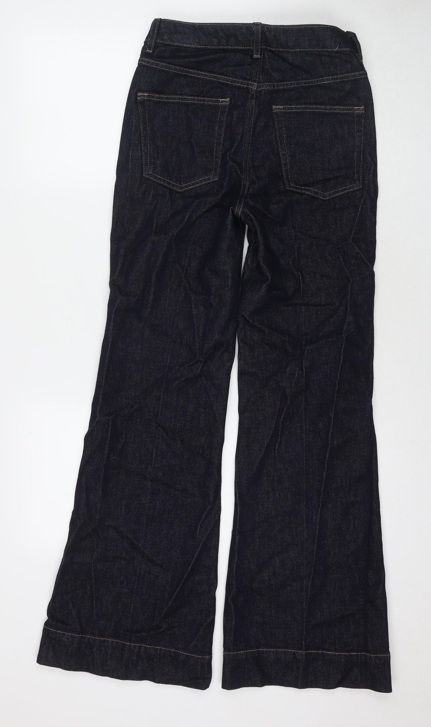 Marks and Spencer Womens Blue Cotton Flared Jeans Size 8 L31 in Regular Zip
