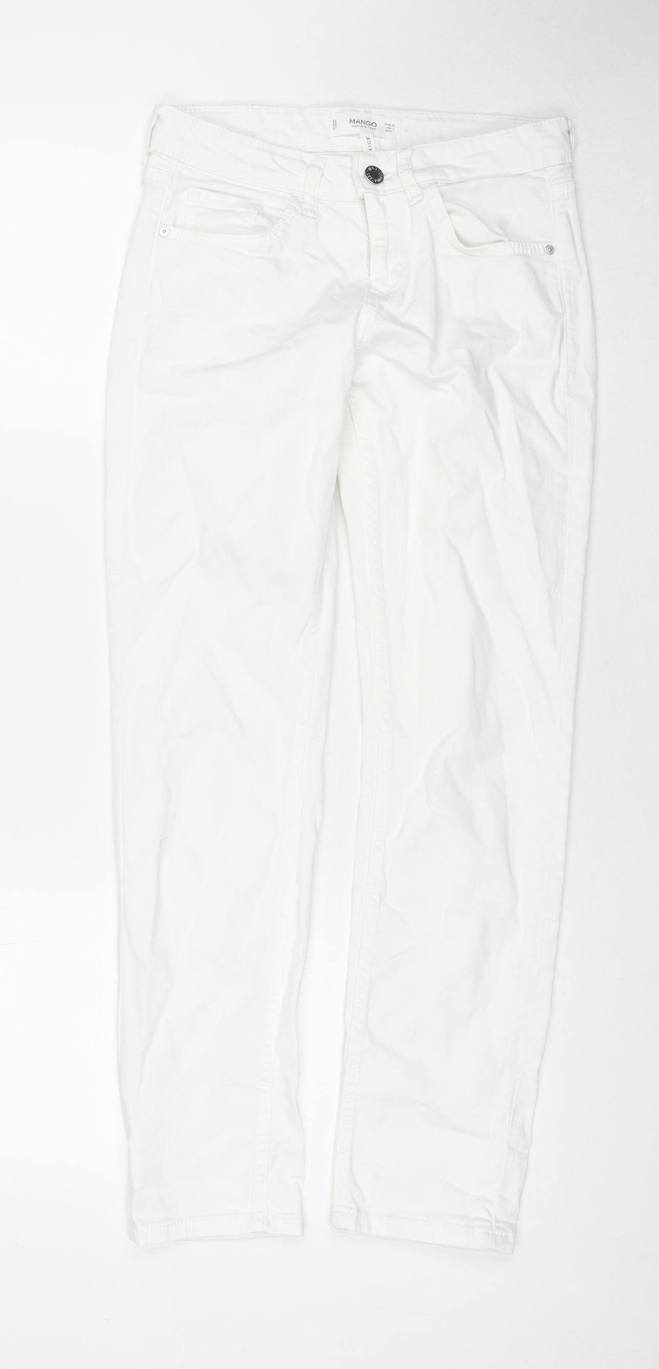 Marks and Spencer Womens White Cotton Skinny Jeans Size 6 L27 in Regular Zip