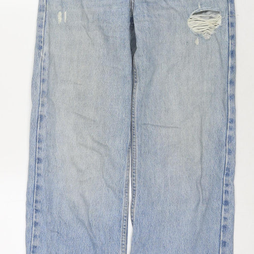 Pull&Bear Womens Blue Cotton Mom Jeans Size 4 L32 in Regular Zip