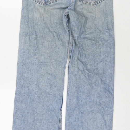 Pull&Bear Womens Blue Cotton Mom Jeans Size 4 L32 in Regular Zip