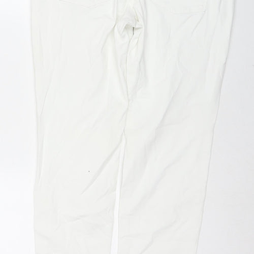 Betty&Co Womens White Cotton Straight Jeans Size 14 L28 in Regular Zip
