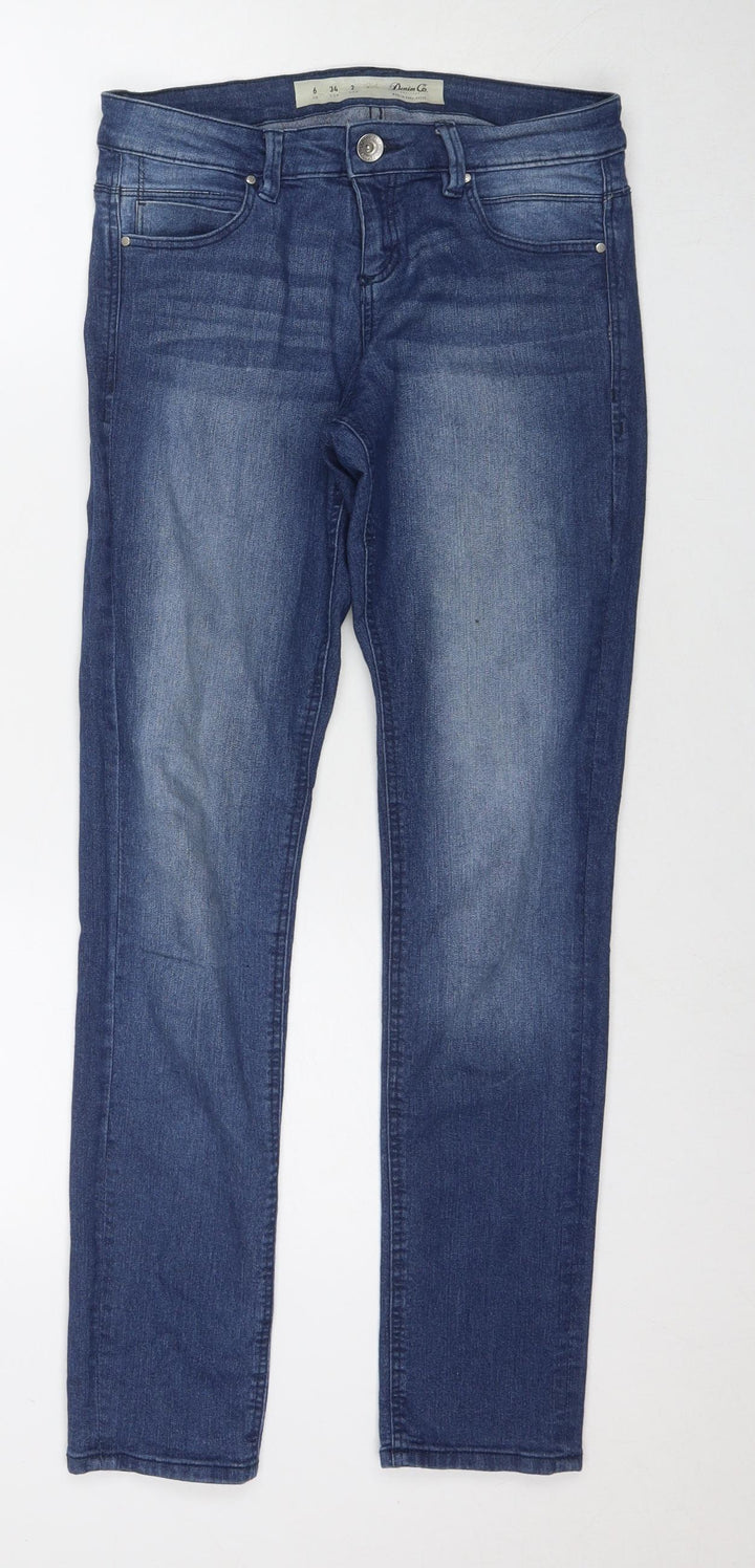 Denim & Co. Womens Blue Cotton Skinny Jeans Size 6 L28 in Regular Zip