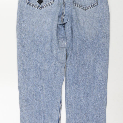 New Look Womens Blue Cotton Mom Jeans Size 8 L28 in Regular Zip - Cross Detail