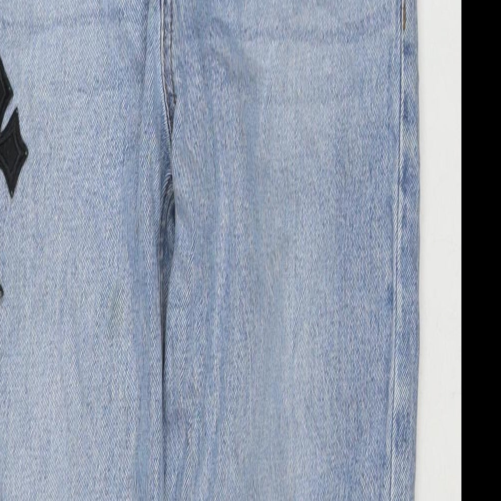 New Look Womens Blue Cotton Mom Jeans Size 8 L28 in Regular Zip - Cross Detail