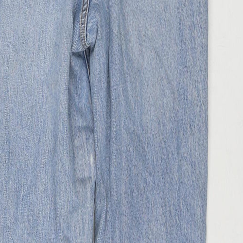 New Look Womens Blue Cotton Mom Jeans Size 8 L28 in Regular Zip - Cross Detail