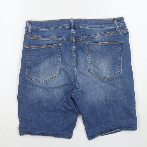 ASOS Mens Blue Cotton Bermuda Shorts Size 32 in L8 in Regular Zip