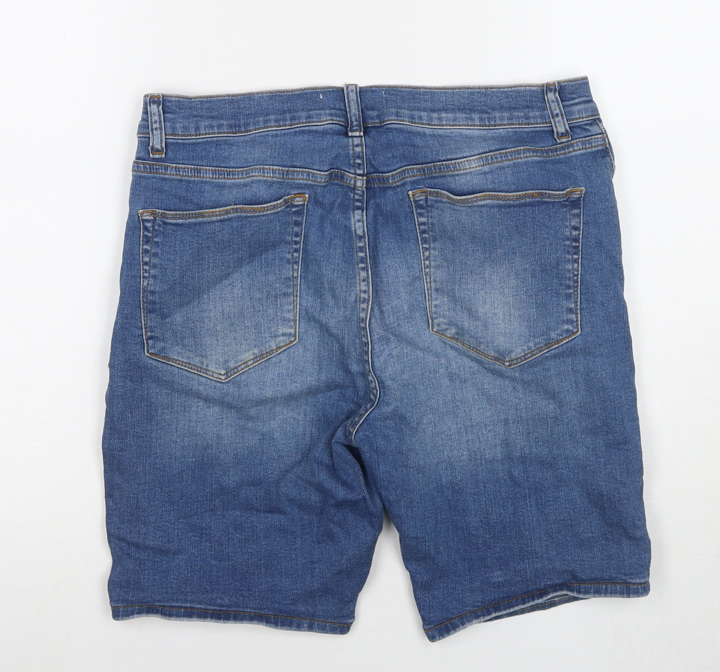 ASOS Mens Blue Cotton Bermuda Shorts Size 32 in L8 in Regular Zip