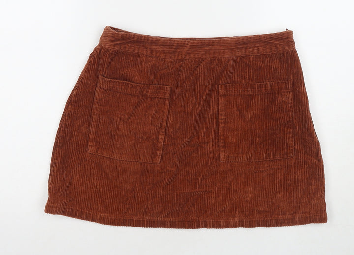 FOREVER 21 Womens Beige Cotton A-Line Skirt Size L Zip