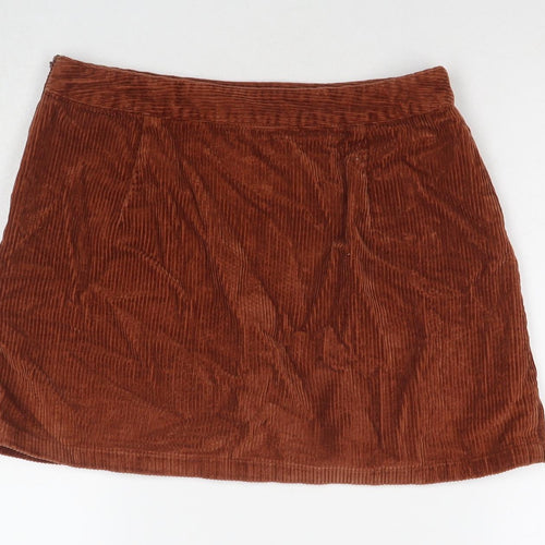FOREVER 21 Womens Beige Cotton A-Line Skirt Size L Zip
