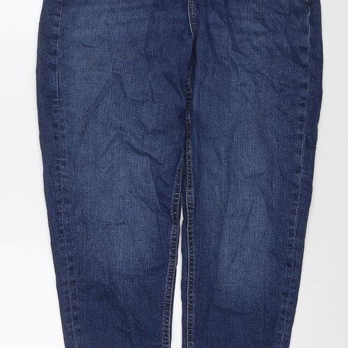 Marks and Spencer Womens Blue Cotton Straight Jeans Size 12 L27 in Regular Zip
