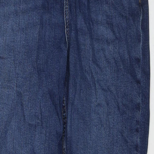 Marks and Spencer Womens Blue Cotton Straight Jeans Size 12 L27 in Regular Zip