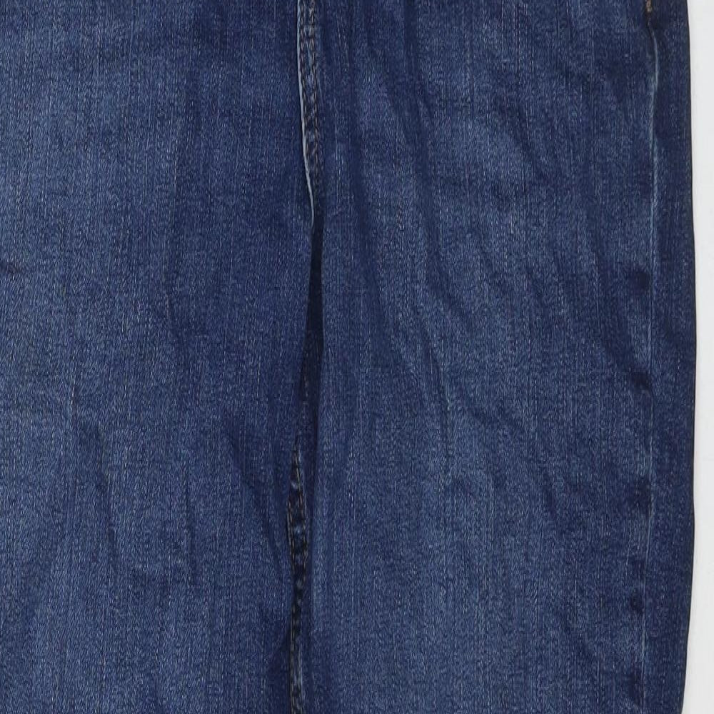 Marks and Spencer Womens Blue Cotton Straight Jeans Size 12 L27 in Regular Zip