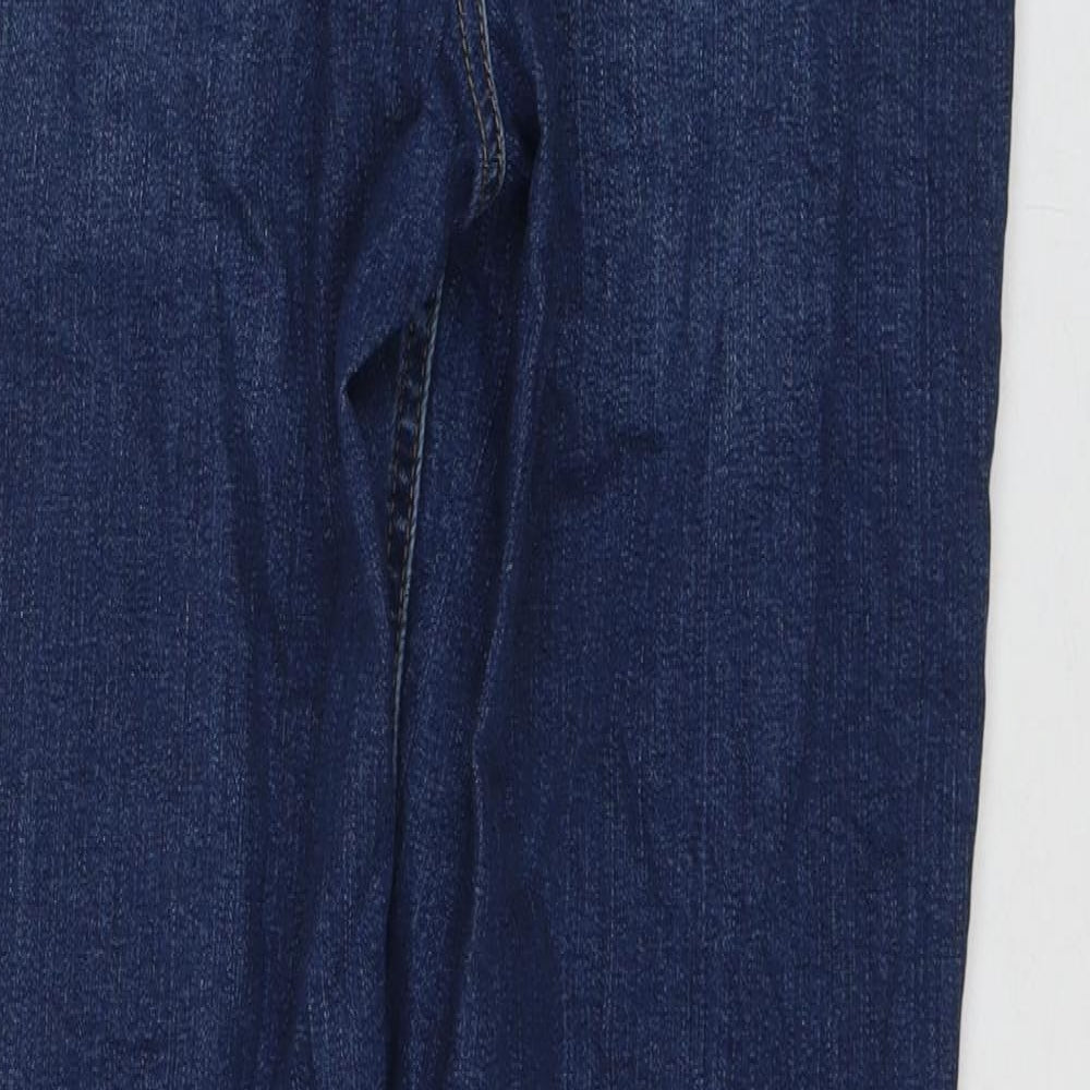 Marks and Spencer Womens Blue Cotton Straight Jeans Size 12 L27 in Regular Zip