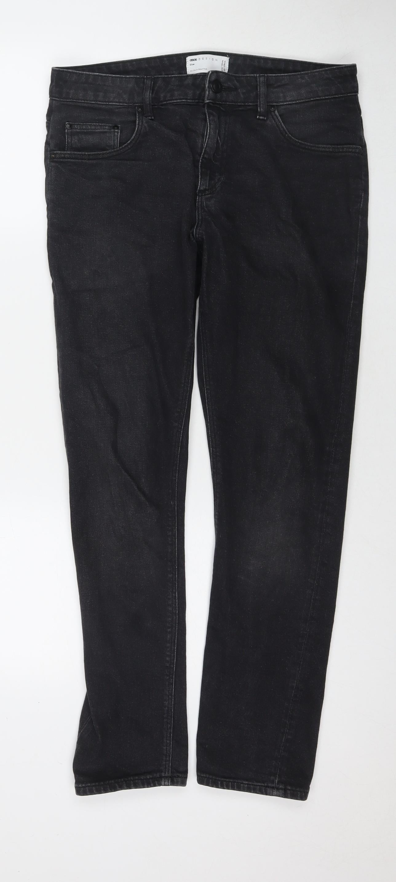 ASOS Mens Black Cotton Skinny Jeans Size 31 in L30 in Regular Zip