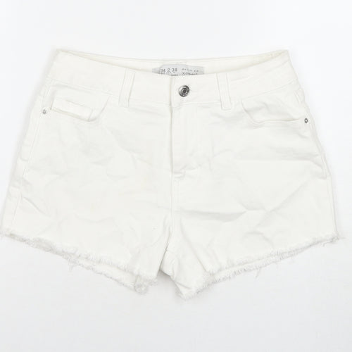 Denim & Co. Womens White Cotton Cut-Off Shorts Size 6 L3 in Regular Zip