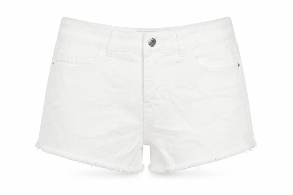 Denim & Co. Womens White Cotton Cut-Off Shorts Size 6 L3 in Regular Zip
