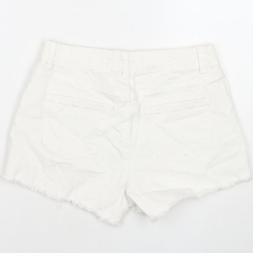 Denim & Co. Womens White Cotton Cut-Off Shorts Size 6 L3 in Regular Zip