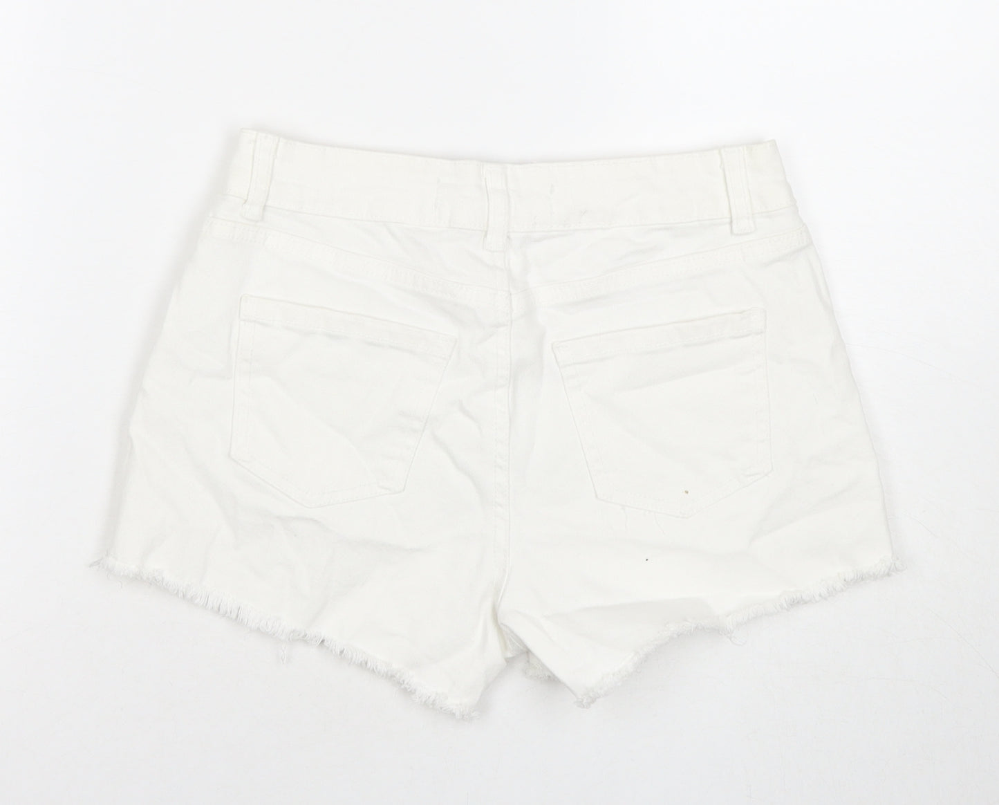 Denim & Co. Womens White Cotton Cut-Off Shorts Size 6 L3 in Regular Zip