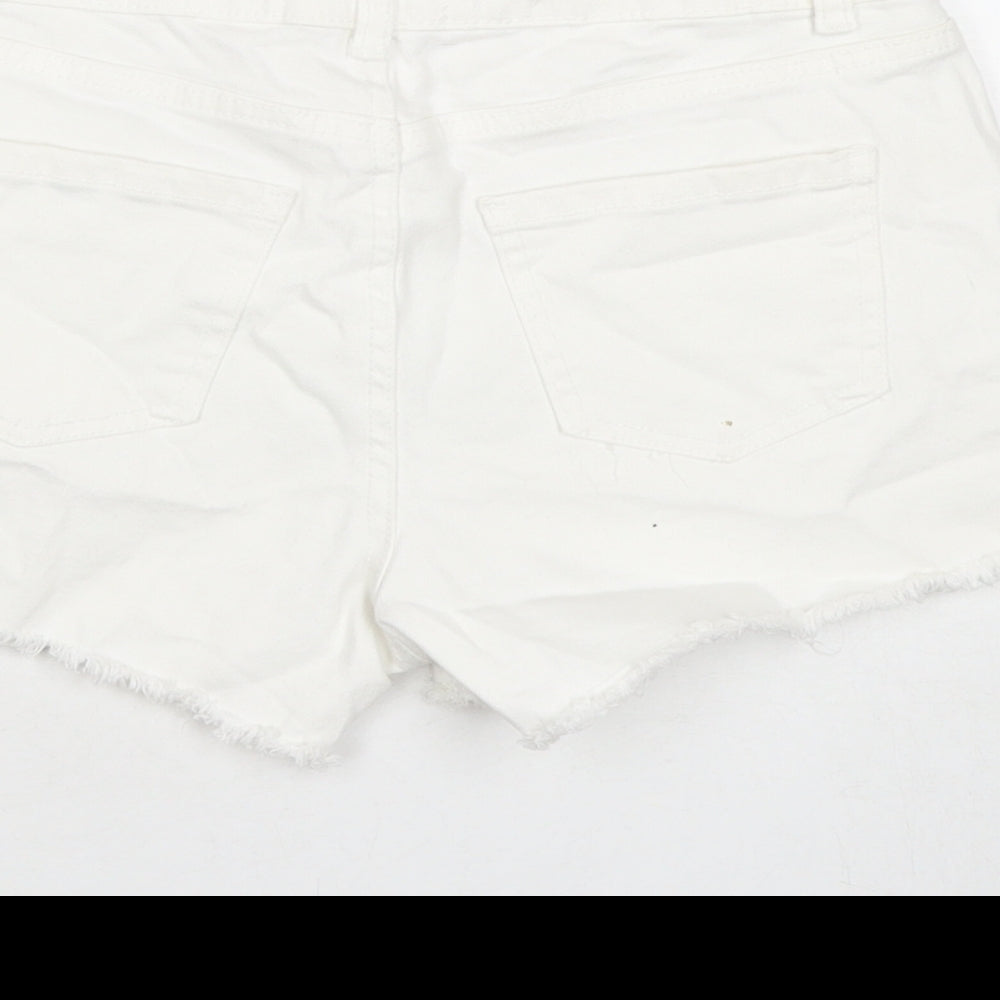 Denim & Co. Womens White Cotton Cut-Off Shorts Size 6 L3 in Regular Zip