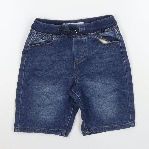 Denim & Co. Boys Blue Cotton Bermuda Shorts Size 7-8 Years Regular Drawstring