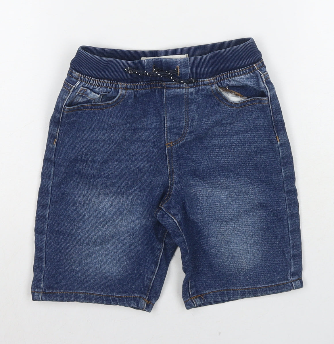 Denim & Co. Boys Blue Cotton Bermuda Shorts Size 7-8 Years Regular Drawstring