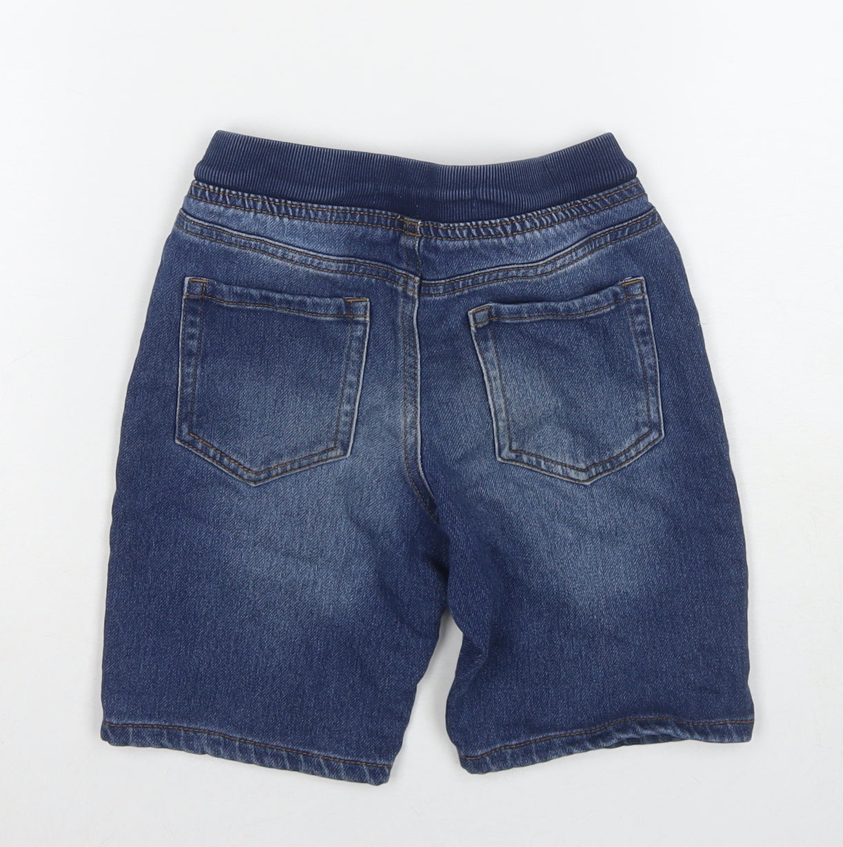 Denim & Co. Boys Blue Cotton Bermuda Shorts Size 7-8 Years Regular Drawstring