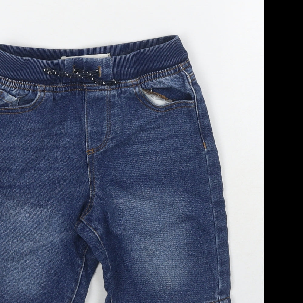 Denim & Co. Boys Blue Cotton Bermuda Shorts Size 7-8 Years Regular Drawstring