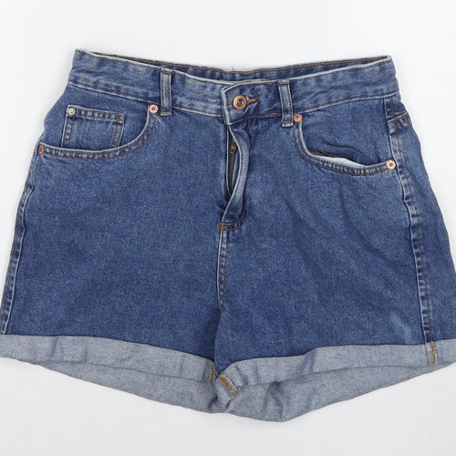 Denim & Co. Womens Blue Cotton Mom Shorts Size 10 L3 in Regular Zip