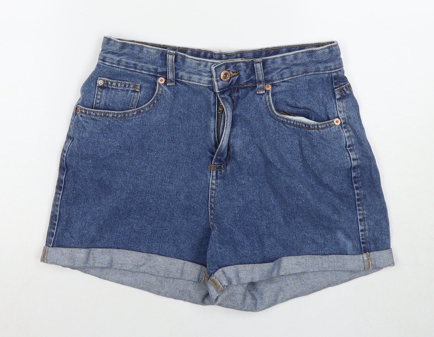 Denim & Co. Womens Blue Cotton Mom Shorts Size 10 L3 in Regular Zip