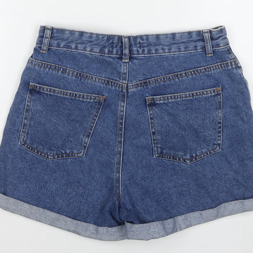 Denim & Co. Womens Blue Cotton Mom Shorts Size 10 L3 in Regular Zip