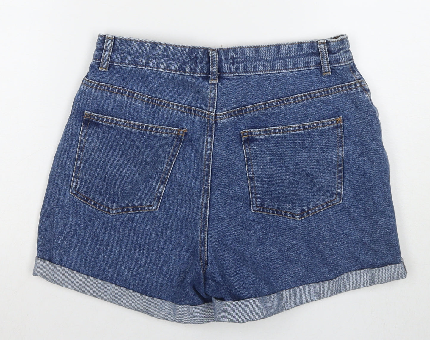 Denim & Co. Womens Blue Cotton Mom Shorts Size 10 L3 in Regular Zip