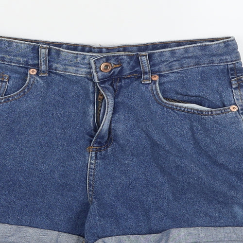 Denim & Co. Womens Blue Cotton Mom Shorts Size 10 L3 in Regular Zip